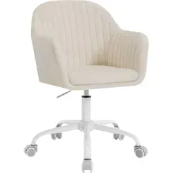 Woltu Schreibtischstuhl Beige, höhenverstellbar mit Rollen - Bürostuhl mit gepolsterter Sitzfläche und ergonomischem Design, ideal für Homeoffice und Schminkbereich, robust und langlebig mit einer maximalen Belastbarkeit von 150 kg.