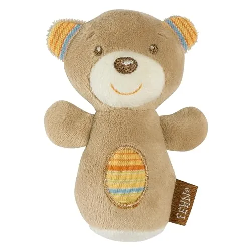 Mini-Rassel Teddy – Mini-Greifling zum Rasseln, Fühlen, Spielen - kuschelweiches Stoff-Tier – ein treuer Begleiter für Babys und Kleinkinder ab 0+ Monaten