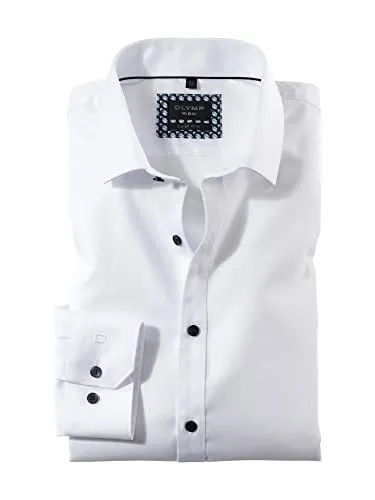 OLYMP Businesshemd No. Six super slim weiß 44 - Elegantes Businesshemd in Größe 44, super slim Schnitt für eine moderne Silhouette, aus 97% Baumwolle für hohen Tragekomfort, ideal für professionelles Auftreten.