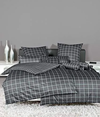 Janine Mako Satin Bettwäsche modernclassic 155 x 200 cm - Hochwertige Wendebettwäsche aus 100% Mako-Baumwolle, mit elegantem Seidenfinish. Pflegeleicht, bügelleicht und made in Germany. Ideal für stilvolle Schlafzimmer.