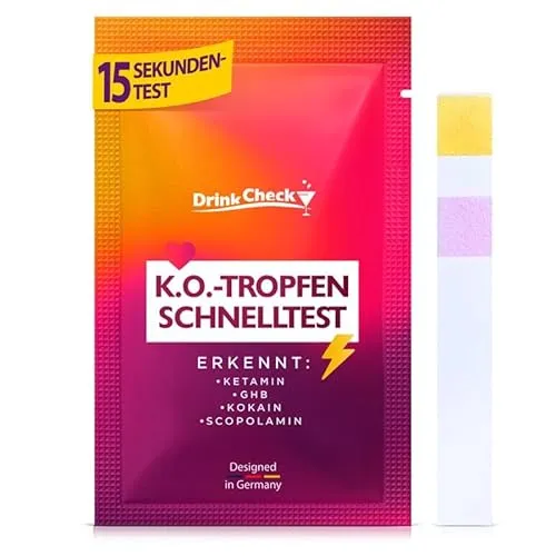 DrinkCheck K.O.-Tropfen Test – 10 Tests - Drogentests: Schnelle Erkennung von K.O.-Tropfen in nur 15 Sekunden – kompakt und diskret im Kreditkartenformat für maximalen Schutz beim Ausgehen.