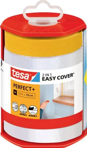 tesa EASY COVER PERFECT+ M Abdeckfolie mit Abroller transparent 55,0 cm x 33,0 m 1 Rolle