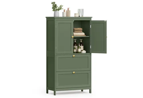 VASAGLE Badkommode mit verstellbarer Ablage - Badezimmerschrank mit 2 Türen und 2 Schubladen, bietet viel Stauraum und eine flexible Ablage, ideal für jeden Badezimmerstil.