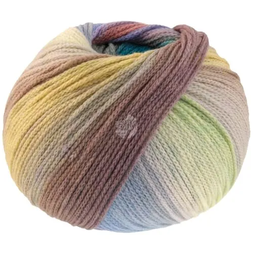 LANA GROSSA Farfalla | Leichtes Kettengarn aus weicher Merinowolle mit effektvollem Streifenmuster | Handstrickgarn aus 94% Schurwolle & 6% Polyamid| 50g Wolle zum Stricken & Häkeln | 250m Garn FB 4