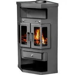 Victoria 05 Kaminofen Panama2 schwarz, 9 kW - Elegantes Feuerpanorama - Kaminöfen: Hochwertiger Kaminofen mit prismatischer Sichtscheibe für ungetrübten Blick auf das Flammenspiel und optimaler Energieausbeute durch getrennte Luftzufuhr.