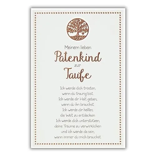 bsb Karte zur Taufe für Patenkind - liebevolles Patenkind Geschenk mit Patenbrief-Motiv - Karte Taufe Patenkind - Taufgeschenke Jungen Patenkind & Mädchen Patenkind in 11,5 x 17,0 cm