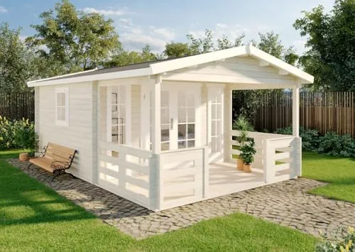 Alpholz Gartenhaus Lappland-40 A aus Holz - Holzhaus mit 40 mm Wandstärke aus nordischer Fichte, ideal als gemütliche Gartenlaube oder Lagerraum. Inklusive Terrasse und einfacher Montageanleitung für schnellen Aufbau.