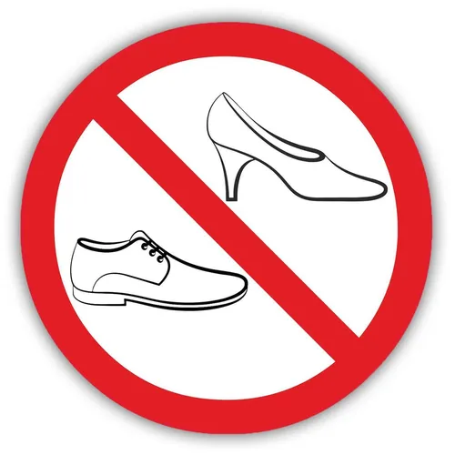 Verbots-Aufkleber Schuhe verboten I rund Ø 15 cm I hin_293