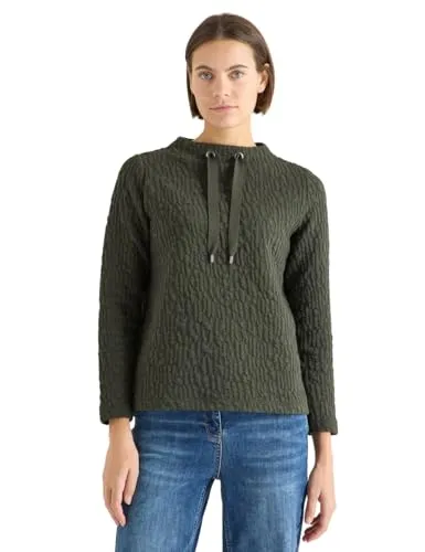 Damen Jacquard Funnel Neck Shirt - Stylisches Langarmshirt mit modernem Strukturmuster und praktischen Tunnelzug für individuellen Tragekomfort. Ideal für vielseitige Outfits in der Kategorie Shirts & Tops.