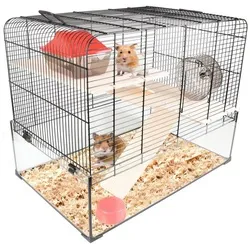 Flamingo Kleintierkäfig Hamsterkäfig Vitru schwarz 2 - Kleintierkäfige, stilvolles Design in Schwarz, ideal für Hamster und kleine Nager, bietet ausreichend Platz und Komfort.