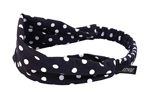 axy Haarband Yoga Stirnband Headband Hairband Wunderschön Damen Haarschmuck Sport Stirnbänder HB4 (Dunkelgrau-Weiss-Punkt, Extra breit)
