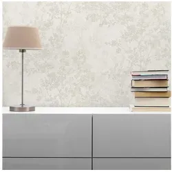 Tadessi Vliestapete Tapete Wald und Blätter Matilde M1-No.371, Vliestapete, Beige, Leichte Struktur beige
