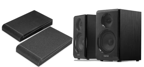 Edifier R33BT Regal-Lautsprecher Schwarz ISO 5" Set - Lautsprecher mit Bluetooth V 5.0 für stabile Verbindung, Vollholzgehäuse für satten Sound und reduzierte Resonanzen, inkl. Pronomic Schaumstoff-Absorberplatten für optimale Akustik.
