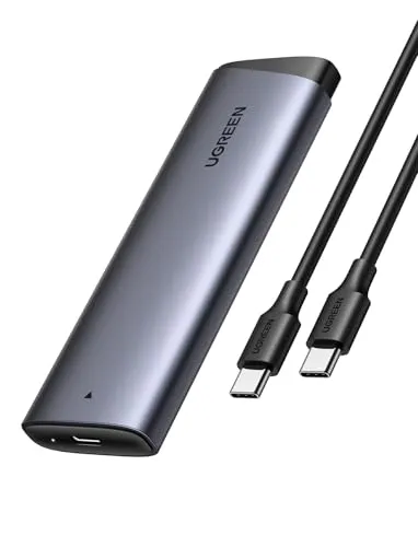 UGREEN M.2 NVMe Hard Drive Enclosure (10 Gbps) - Externe Gehäuse für M.2 SSDs, max. Kapazität 2 TB, USB 3.2 Gen 2, schnelle 10 Gbps Übertragung, ideal für portable Datenspeicherung.