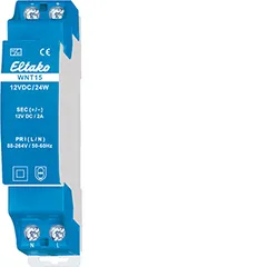 Eltako Weitbereichs-Schaltnetzteil WNT15-12VDC/24W - Sonstige Elektroinstallationsartikel mit 24W Nennleistung und nur 0,1 Watt Stand-by-Verlust. Ideal für effiziente Energieversorgung auf Tragschiene.
