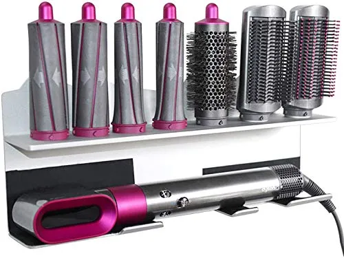 Luchs Wandhalterung Organizer für Dyson Airwrap - Haartrocknerhalter mit 7 Noppen für alle Dyson Airwrap Aufsätze, sorgt für Ordnung im Badezimmer und ist einfach zu installieren - wahlweise durch Bohren oder mit Klebestreifen.