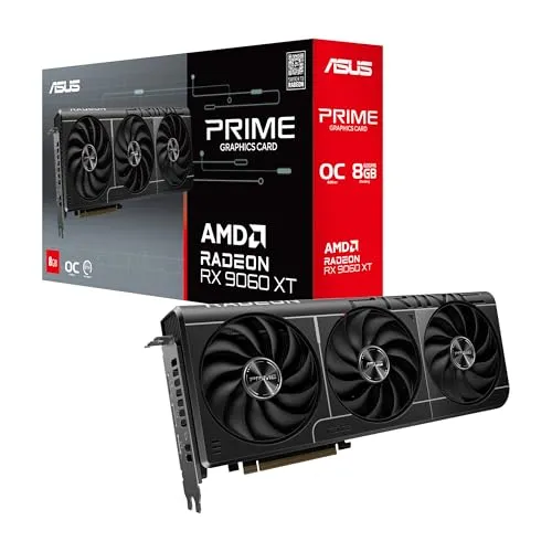 ASUS PRIME Radeon RX 9060 XT 8GB OC Grafikkarte - Grafikkarten mit 8 GB GDDR6-RAM und RDNA 4 Architektur für beeindruckende Gaming-Leistung, ausgestattet mit 1x HDMI und 2x DisplayPort.