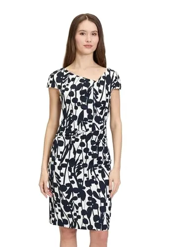 Vera Mont Damen Cocktailkleid Kurzarm Weiß/Dunkelblau,42