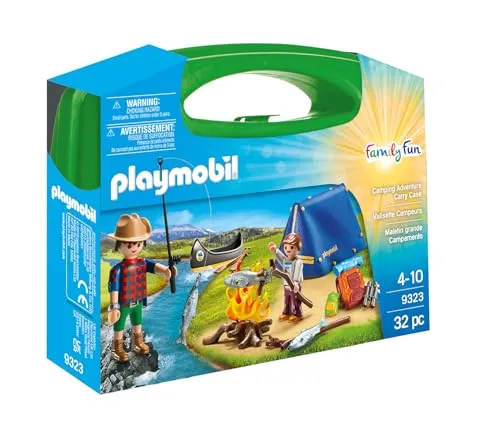 Playmobil Family Fun Camping Set - 9323 - Playmobil Camping Set mit Koffer, zwei Figuren, Zelt, Kanu und vielem Zubehör für ein kreatives Abenteuer in der Natur.