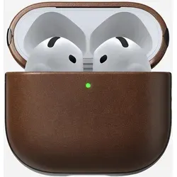 Nomad Modern Leather Case für Airpods 4 - Braun - Audio-Zubehör, stilvolle und schützende Lederhülle für Airpods 4, ideal für eleganten Schutz und Langlebigkeit.