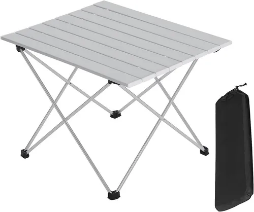 Woltu Campingtisch 56x46 cm mit Tragetasche - Aluminium Campingtisch, leicht und tragbar, ideal für Outdoor-Aktivitäten. Mit nur 1,45 kg und einer Belastbarkeit von 20 kg perfekt für Camping und Ausflüge.
