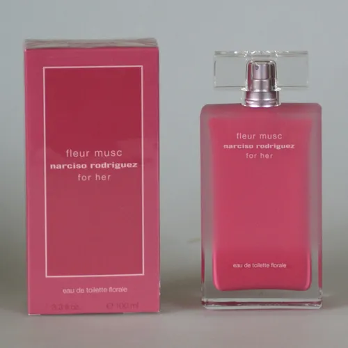 Narciso Rodriguez Florale Fleur Musc für Her, EDT 100ml - Damen Eau de Toilette mit einem blumigen Duft von Rose und Patschuli, ideal für den täglichen Gebrauch und frisch in Folie verpackt.