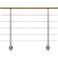 Dolle Geländer-Set mit Handlauf Eiche und Edelstahlstäben - Geländer mit elegantem Handlauf aus Eiche und langlebigen Edelstahlstäben, ideal für sichere seitliche Montage und stilvolle Akzente in Ihrem Zuhause.