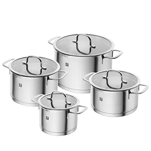 ZWILLING TrueFlow Kochtopfset 4-teilig - Hochwertiges Kochtopfset aus rostfreiem 18/10 Edelstahl mit praktischer Ausgießfunktion und Induktionsgeeignet. Ideal für energiesparendes Kochen und optimale Wärmespeicherung.