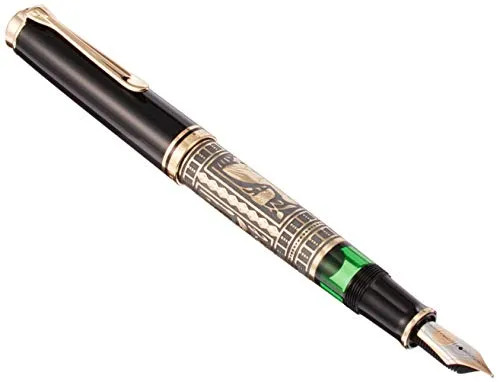 Pelikan Toledo M900 Kolbenfüller schwarz-gold M (mittel) - Füller mit hochwertiger 18-Karat Goldfeder, ideal für ein flüssiges Schreibgefühl. Dank Kolbenmechanik sparen Sie Patronen und genießen langlebige Qualität "Made in Germany".