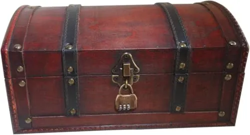 infinimo Handgefertigte Holzkiste mit Zahlenschloss – Einzigartige Schatztruhe für Kinder und besondere Anlässe - Handgefertigte Holzschatztruhe mit Deckel und Zahlenschloss für sichere Aufbewahrung. Ideal als Geschenkbox für Hochzeiten, Geburtstage oder zur Aufbewahrung von Erinnerungen. Maße: 30x20x15cm.