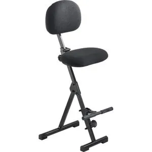 meychair Stehhilfe Futura mit Rückenlehne, schwarz - Bürostuhl mit klappbarem Design, höhenverstellbar von 54-90 cm, gepolsterter Sitz und Rückenlehne für optimalen Komfort, ideal für flexible Arbeitsplätze.