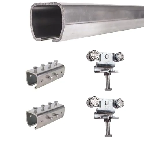 ATTAS MEA Schiebetürbeschlag Komplettset für Schiebetore bis 90 kg - Vielseitiges Schiebetürbeschlag Komplettset für Schiebetüren und Scheunentore. Robuste Laufschienen und Laufkatzen aus hochwertigem Stahl für eine reibungslose Bewegung und optimalen Witterungsschutz.