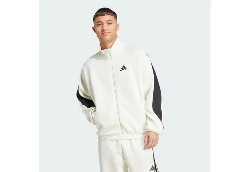 ADIDAS Herren Jacke Stadium – Sportlich und Bequem - Sportliche Trainingsjacke aus hochwertigem Interlock-Material mit Satin-Paspelierung. Lockerer Schnitt und praktische Reißverschlusstaschen für deine Essentials – ideal für Training und Freizeit.