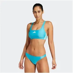 adidas Damen-Bikini, 3 Streifen, V-Rücken, Größe 42, Lucid Cyan/Weiß, 42