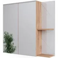 Vicco Badezimmerspiegelschrank Irma - Eleganter Stauraum in Goldkraft Eiche/Weiß Hochglanz - Spiegelschränke mit innovativem Design, kombiniert offene und geschlossene Ablagen für optimalen Stauraum und Ordnung. Ideal für jedes Badezimmer!