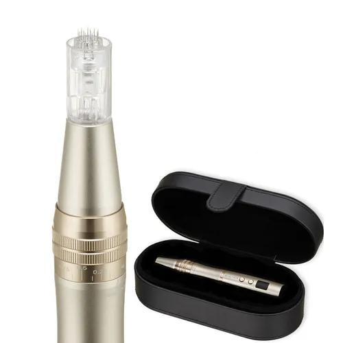 Dermapen Meso Intense Golden Elektrische Microneedling Pen mit LED-Lichtern, Etu