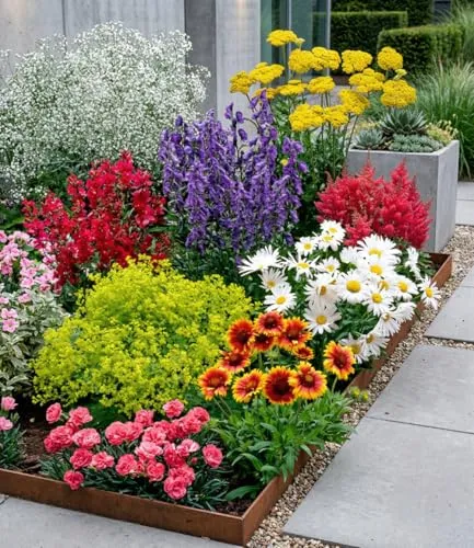 BALDUR Garten Bunter Staudengarten – 9 farbenfrohe Pflanzen für Ihr Staudenbeet - Blumensamen & -pflanzen, mehrjährig und winterhart, ideal für Sonne bis Halbschatten mit geringem Pflegeaufwand und vielfältigen Blüten im Sommer.