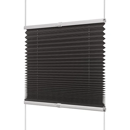 Ventanara® Fenster Plissee ohne Bohren zum Kleben Plisseerollo Wabenplissee Faltrollo verspannt inklusive Premium Klebeträgern (60 x 130 cm, anthrazit Plissee)