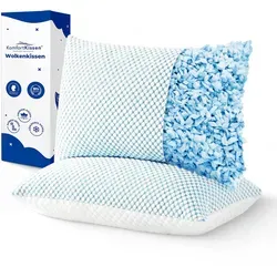 MKS Kopfkissen 80x80 – Ergonomisches Memory Foam Kissen für besten Schlaf - Kissen für Rücken-, Seiten- & Bauchschläfer, mit kühlendem Gel für angenehme Nächte und optimaler Druckentlastung.