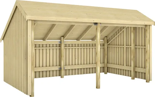 PLUS Multi Gartenhaus, offen - Skandinavisches Gartenhaus aus druckbehandeltem Holz, ideal für Innen- und Außenbereich. Langlebig und einfach zu montieren, inklusive Blumenkasten.