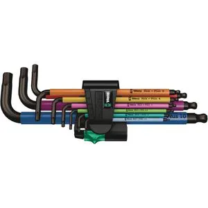 Wera Sechskantschlüssel 950 SPKL Multicolour, 1,5 - 10mm - Winkelschraubendreher Set mit Kugelkopf für schwer zugängliche Schrauben. Farbkennzeichnung für einfache Größenfindung und BlackLaser-Oberflächenschutz gegen Korrosion.