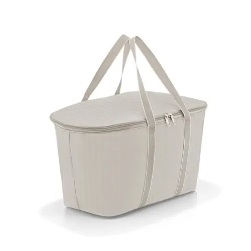reisenthel coolerbag Herringbone Sand - Elegante Kühltasche für unterwegs - Kühlboxen & Kühltaschen mit isolierender Innenfolie, ideal für Picknick und Einkauf – hält Getränke und Snacks lange kühl.