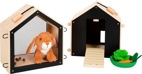 small foot Hasenstall mit Auslauf - Holz, umfangreiches Zubehör für Rollenspiele, ideal für Kinder ab 3 Jahren