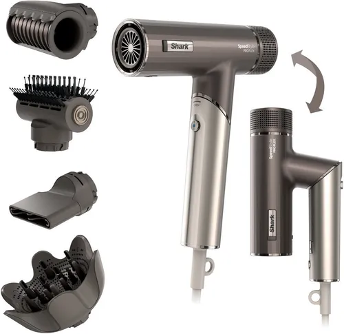 Shark SpeedStyle Pro FLEX Haartrockner - Hochleistungs-Haartrockner mit 4 Styling-Aufsätzen, faltbarem Griff und Kopfhaut-Schutzmodus. Ideal für alle Haartypen, sorgt für salonähnliche Ergebnisse ohne Hitzeschäden.