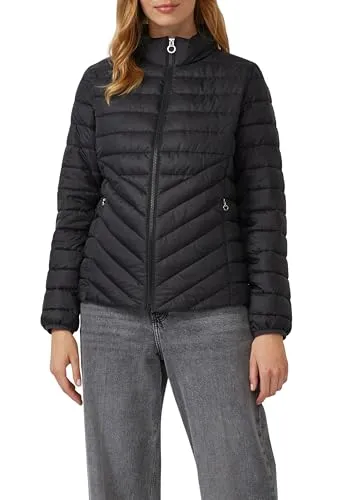 s.Oliver Outdoorjacke mit Strukturmuster, Gr. 46, BLACK - Funktionsjacke für aktive Frauen, pflegeleicht und schnell trocknend, ideal für Spaziergänge und Outdoor-Aktivitäten.