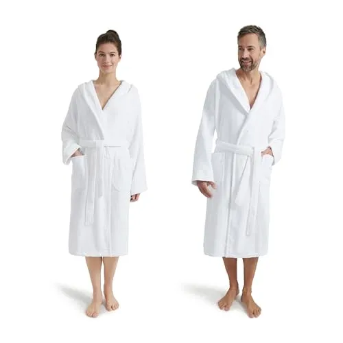 Möve Unisex Superwuschel Kapuzenmantel, Snow, M EU - Bademantel für Herren aus 100% samtweicher Premium Cotton Baumwolle, extra weich und ideal für Allergiker, mit Kapuze und aufgesetzten Taschen für höchsten Komfort.