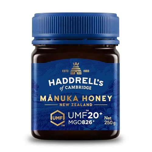 Haddrell's of Cambridge Manuka Honig 800+ MGO (UMF 20+) 250g - Premium Manuka Honig aus Neuseeland, reich an Methylglyoxal, roh und nachhaltig – ideal für Gesundheit und Hautpflege.