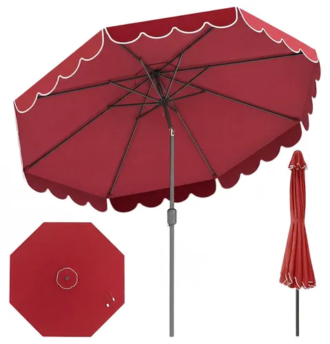 COSTWAY Sonnenschirm 300 cm mit Kurbel und Volant - Eleganter Gartenschirm mit 300 cm Durchmesser, der dank der Kurbel mühelos geöffnet und geschlossen werden kann. Sein hochwertiges Material bietet zuverlässigen Schutz und Langlebigkeit, ideal für Garten und Balkon.