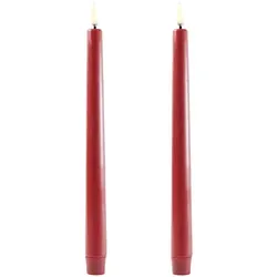Uyuni LED Tafelkerze 25cm Carmine Red - 2 Stück - Echte Wachsoberfläche und 3D-Flamme für ein authentisches Kerzenlicht. Ideal für stimmungsvolle Abende, rauch- und rußfrei.