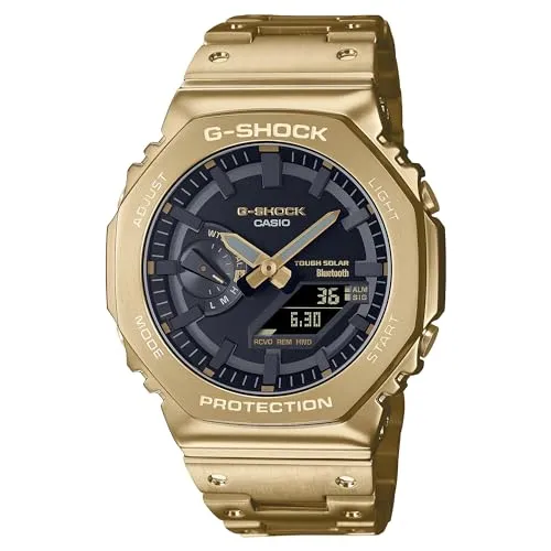 Casio G-SHOCK Herrenuhr Edelstahl Solar Goldfarbend GM-B2100GD-9AER - Armbanduhren, solargetrieben und stoßfest, ideal für aktive Männer, mit Alarm, Bluetooth und 200m Wasserdichtigkeit.